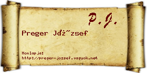 Preger József névjegykártya